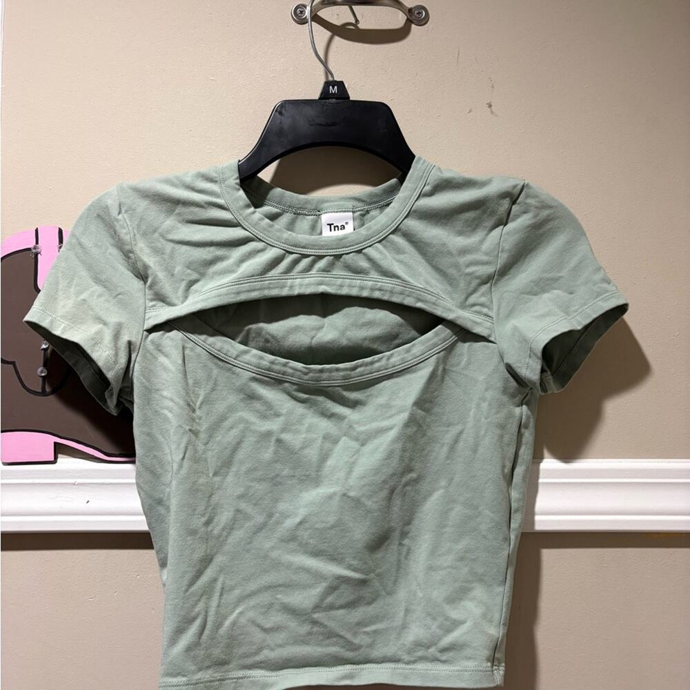 TNA Light Green Cutout Crop Top